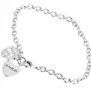 Women's Sterling Silver Cancer Sign Charm Bracelet